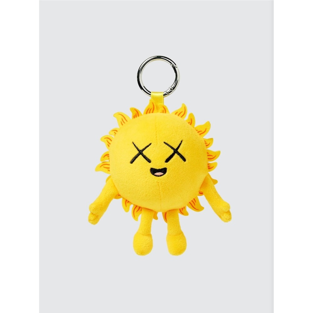 KAWS x Uniqlo UT Art Book Sun Plush Charm Keychain Yellow X-Eyes Bag Accessory